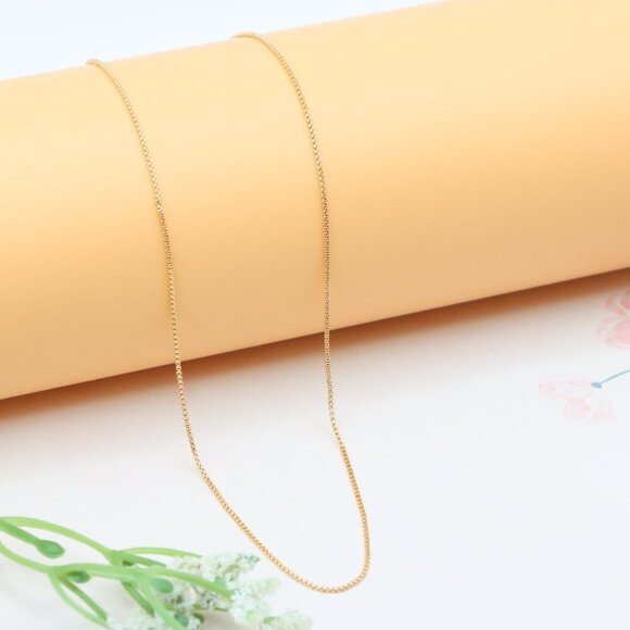 Elegant Rose Gold Plated Brass Necklace Box Chain Design, XPNL0279 - Picture 6 of 12